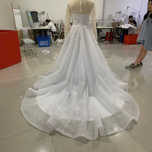 Abito <span class=keywords><strong>da</strong></span> sposa moderno ed elegante, nuovo stile primaverile, alla moda, sexy, snellente, in pizzo, con strascico, taglia <span class=keywords><strong>XL</strong></span> - Product Image 6