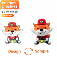 Mascotte personnalisée en peluche renard, personnage de marque doux, peluche brodée sur mesure, vente en gros, logo personnalisé OEM ODM, cadeau promotionnel d'entreprise