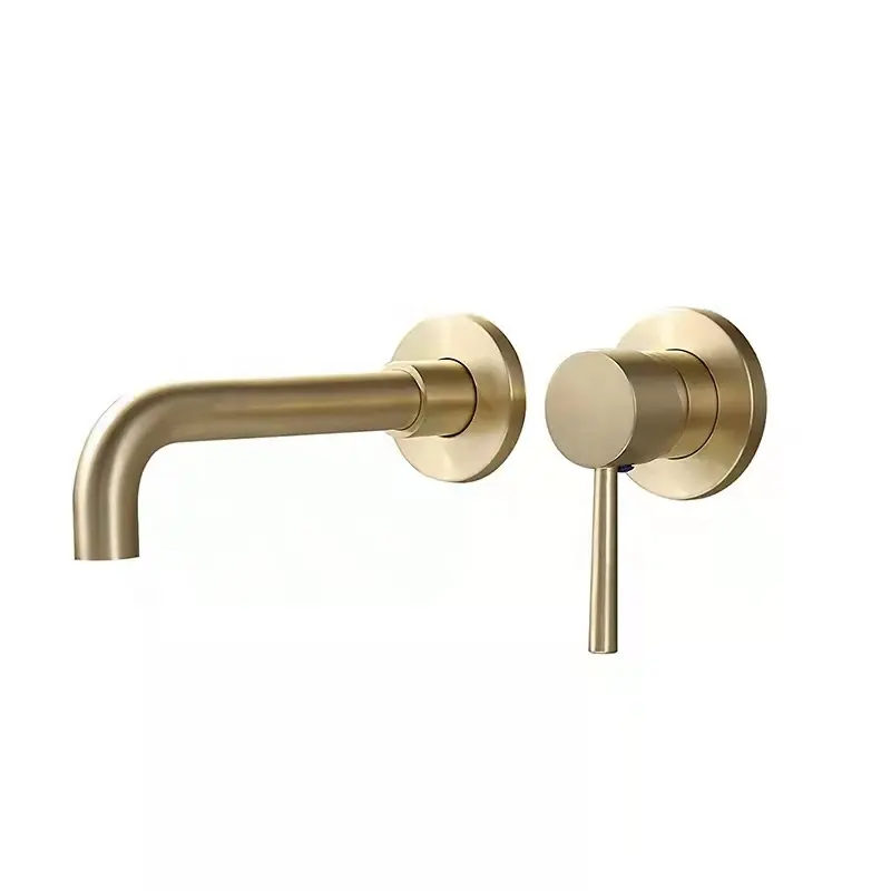 Brass brush gold 2 hole wall mount basin mixer taps faucetHot sale products 9 buyers