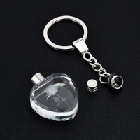 Porte-clés en cristal LED 3D gravé sur mesure, design cœur vierge, poli, vente en gros