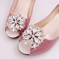Boucles de Chaussures en Métal Géométrique Rondes et Rectangulaires avec Fleurs, Perles, Cristaux et Strass pour Femmes, Chaussures de Mariage
