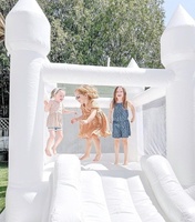 Château gonflable blanc pour fêtes en plein air, mariage, château de saut gonflable avec toboggan