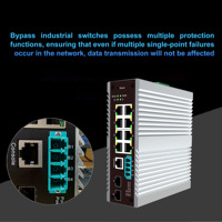 Switch Industri Gigabit 8-port RJ45 dengan Manajemen Jaringan, 2 SFP, Bypass Optik, Pemasangan DIN Rail, Fungsi SNMP