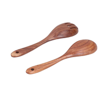 Ensemble de fourchettes et cuillères en bois faites à la main avec logo personnalisé - Design industriel, pour salade, service et mélange, ensemble de cuillères-fourchettes de cuisine