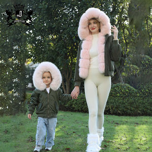 Cappotti con cappuccio in <span class=keywords><strong>pelliccia</strong></span> invernale da <span class=keywords><strong>bambina</strong></span> vestiti caldi Bomber antivento invernale per mamma e bambini - Product Image 5