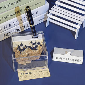 Marque-page en papier personnalisé, modèle 3D du Château de Poudlard, en papier lavable, effet déchiré à la main, avec calendrier et bloc-notes, papeterie - Product Image 1