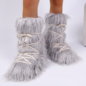 Bottes d'hiver 2025 tendance pour femme : Bottes spatiales en <span class=keywords><strong>fourrure</strong></span>, chaussures de lune en velours, bottes de neige - Product Image 1