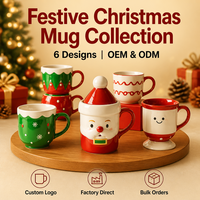 Taza de Gres con Diseño Navideño en Relieve 3D, Asa y Tapa, Apta para Lavavajillas y Microondas, Empaque en Caja de Regalo para Hogar, Oficina y Fiestas