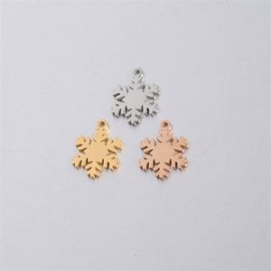 Pendentifs flocon de neige en acier inoxydable plaqué or, personnalisables en gros, pour la fabrication de bijoux pour enfants - Product Image 5