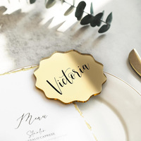 Numéros de table en acrylique doré effet miroir, forme vague moderne, modèle 00, pour mariages et événements, vierges à personnaliser (DIY), modèle chinois transfrontalier