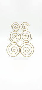 Gold Spiral Statement Earrings | Modern Minimalist Dangle Earrings | Artistic Wire Wedding Earrings - Product Image 4