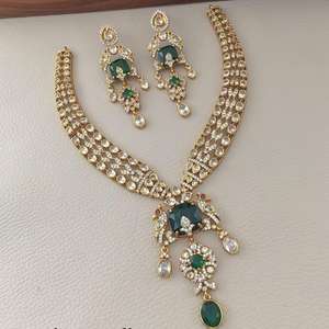 Traditional Premium Quality <b>Moissanite</b> <b>Necklace</b> Set With Earrings Party Wear for Women Wear Fashion Jewelry For Women - Product Image 2