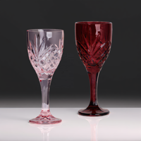 Verre à vin vide de luxe de style chinois, nouveau, en cristal taillé coloré sur mesure, 170-320 ml, avec logo personnalisé, teinté rose et rouge