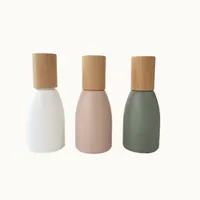 Morandi Botol Kaca Gulung 12Ml, Botol Rol Kaca Matte Merah Muda Biru Putih dengan Kayu Alami Bambu Tutup untuk Minyak Esensial