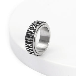 Soulager L'anxiété Acier Inoxydable Fidget Bande Anneaux Rune <span class=keywords><strong>Alphabet</strong></span> <span class=keywords><strong>Viking</strong></span> Spinner L'anxiété Anneau pour Hommes Femmes - Product Image 2