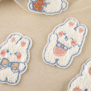 Bán buôn phim hoạt hình động vật thêu thỏ các bản vá lỗi tự dính Nhiệt Báo Chí Chenille các bản vá lỗi - Product Image 2
