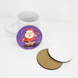 En blanco MDF para sublimación de taza de té posavasos de corcho