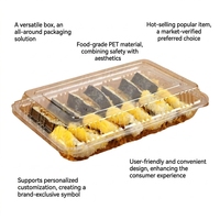 Boîte à sushi rectangulaire jetable en plastique PET, très vendue, pour gâteaux, sandwichs, bonbons, personnalisable, facile à utiliser