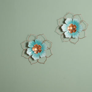 Decoración de Pared Floral Metálica, Adornos Colgantes Modernos en Turquesa y Cobre - Product Image 6