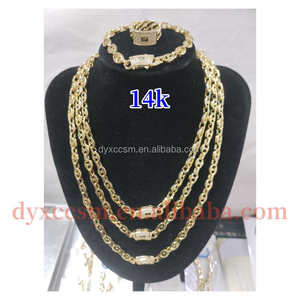 ゴールドチェーンNecklace14kゴールドチェーンゴールドキューバマイアミジュエリー6mmモナコチェーンユニセックス14K金メッキ豚の鼻チェーン - Product Image 4