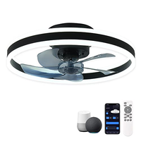 Ventilateur de plafond LED élégant de 19,7 pouces avec 6 vitesses, télécommande intelligente, variateur d'intensité, pour la maison, la chambre à coucher, l'hôtel