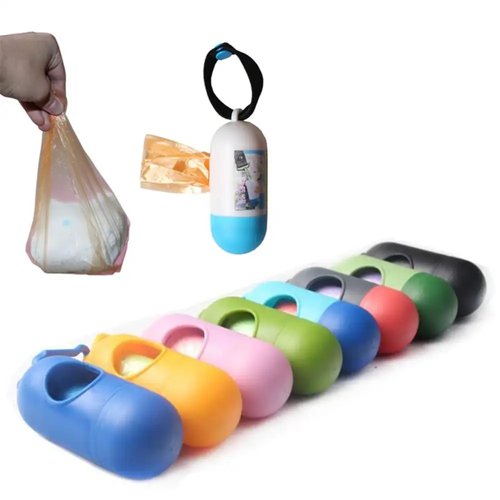 Sacs portables jetables en plastique pour déjections d'animaux avec distributeur pour changer les couches pour bébés, sac à couches pour la collecte des ordures