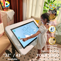 Mesa Educativa Interactiva con Altura Ajustable y Pantalla Táctil Inteligente, Mesa Inteligente Interactiva para Niños para Área de Juegos Interior