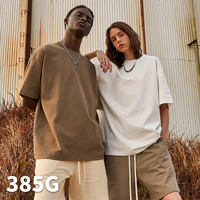 T-shirt personnalisé pour homme, impression numérique, logo DTF, col côtelé, tissu épais, coupe ample, 385 g/m²
