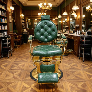 Muebles de Salón de Belleza, Sillas de Barbería Hidráulicas Doradas Vintage en Venta - Product Image 6