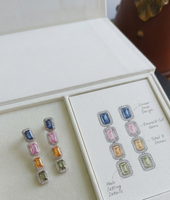 Pendientes Colgantes SARVOTTAM de Oro de 9 Quilates con Zafiros Octogonales Cultivados en Laboratorio y Diamantes Redondos, con Engaste Minimalista de Puntas y Micro Pavé