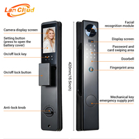 Cerradura Inteligente para Puerta con Reconocimiento Facial 3D, Huella Dactilar y Control por Aplicación WiFi, Cerradura Digital para Casa, Apartamento u Oficina