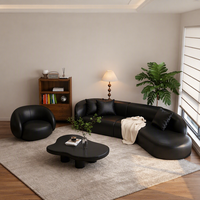 Canapé une place noir style rétro avec rembourrage en éponge, design incurvé pour petit appartement, bureau, réception et espace de réunion