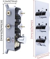 Robinet thermostatique de douche à 2 fonctions, 3 boutons rotatifs, le corps du robinet peut contrôler le volume d'eau et fonctionner simultanément