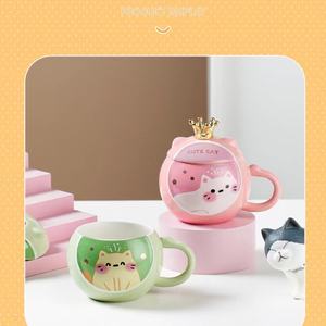 Mug en céramique OEM Tasse à ventre rond Tasses à motif de chat mignon Tasses en céramique à sublimation - Product Image 4