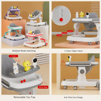 Plateau de jeu amovible pour bébé marchette 4 en 1 avec roues et siège marchettes pliables et centre d'activités pour garçons filles 6-12 mois