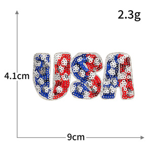 4. Juli Patriotische Pailletten-Aufbügelpatches USA Amerikanische Flagge Stern Herz Dekorative Applikationen für Unabhängigkeitstag DIY-Basteleien - Product Image 5