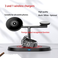 Chargeur Magnétique Sans Fil 15W 3-en-1 de Voyage à Charge Rapide pour iPhone 17 16 15 14 13 12 Max et Apple Watch 3