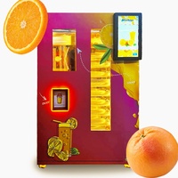 Automatische sinaasappelsap-automaat met aangepaste kleur en vorm, automatische reinigingsfunctie, touchscreen (21,6 inch), muntwissel, afstandsbediening