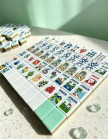 En gros, ensemble de Mahjong américain en acrylique, style festif, portable, avec tuiles imprimées sur le thème du golf, pour le divertissement familial
