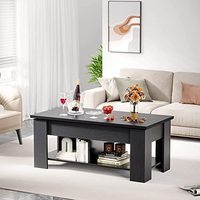 Table basse moderne en panneaux de bois avec hauteur réglable et compartiment de rangement ouvert indépendant pour salon