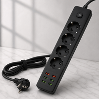 Multiprise européenne 5 voies personnalisée par des fabricants chinois, 3 ports USB, 2 ports Type C, protection contre les surcharges 2500W, multiprise EU