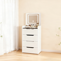 Table de toilette moderne en bois simple avec miroir LED pour hôtel et appartement
