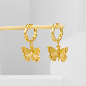 Muyan mùa hè mạ vàng bướm dangle Bông tai cho phụ nữ Hoops nhỏ cô gái xinh xắn bông tai chất lượng tuyệt vời ánh sáng đồ trang sức - Product Image 1
