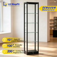 Vitrine de présentation en aluminium et verre noir pour magasin de tabac, personnalisable en gros