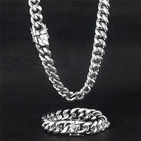 Collier Chaîne Cubaine Miami en Acier Inoxydable Plaqué Or 18 carats pour Hommes et Femmes, Style Hip Hop, Vente en Gros