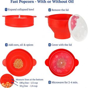 Microwave Safe Food-Grade Silicone Popcorn Maker Bowl Foldable and Collapsible DIY Bowls for Popcorn Storage - Product Image 5