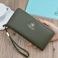 Dompet Panjang Kulit PU Premium untuk Wanita Tas Ponsel Clutch Mewah Dompet Ritsleting Kapasitas Besar Tali Pergelangan Tangan Multi-Fungsi