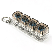 Porte-clés anti-stress 4 touches en plastique transparent couleur unie, breloque de sac, jouet anti-stress pour 14 ans et plus, unisexe, vente en gros