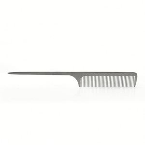 Peine de Metal con Grabado Láser de Logotipo para Barbería y Peluquería, Peine de Acero Inoxidable Plateado con Cola de Rata, Peines para Trenzas - Product Image 3