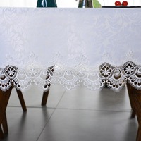 Nappe de table élégante et luxueuse en jacquard blanc à fleurs pour mariage, salle de banquet, décoration personnalisable, lavable